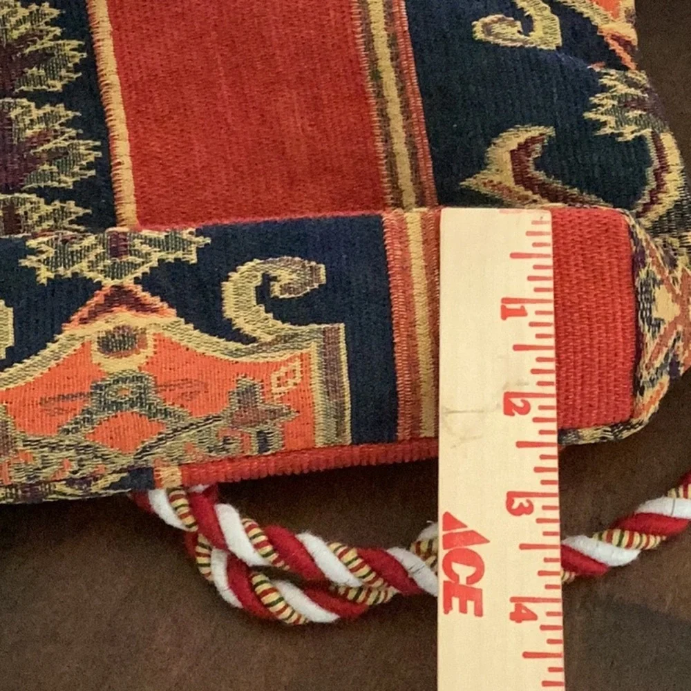 Red and Gold Shoulder Bag with Intricate Patterns and cute cord handles